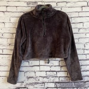 Urban Outfitters Solid Teddy Cropped Sweater